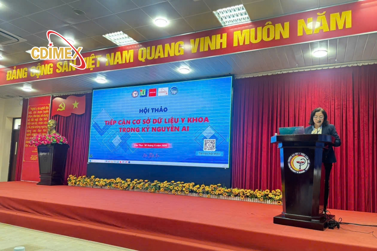 Toàn cảnh Hội thảo Tiếp cận cơ sở dữ liệu y khoa trong kỷ nguyên AI tại Trường Đại học Y Dược Cần Thơ