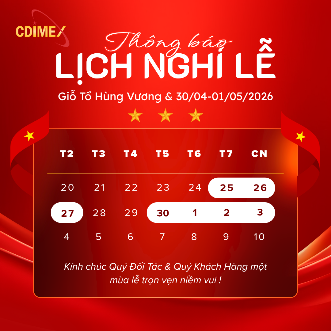 Thông báo lịch nghỉ Lễ Giỗ Tổ Hùng Vương, 30/4 và 1/5 năm 2026 – CDIMEX